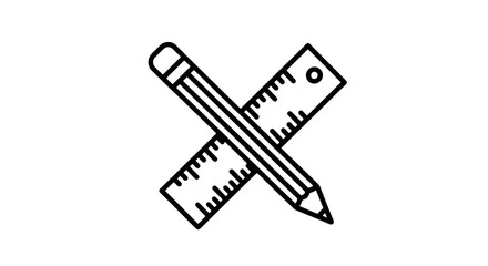 Minimalist Stationery Symbolism: Crossed Pencil and Ruler Representing Design Elements