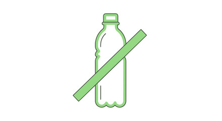 Minimalist Stop Plastic Water Bottle Icon Isolated On Black Background Promoting Conservation.