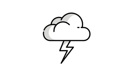 Minimalist Storm Cloud Icon on Solid Black for Weather-Related Projects and Designs