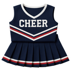 Folded cheerleader uniform top with pleated skirt