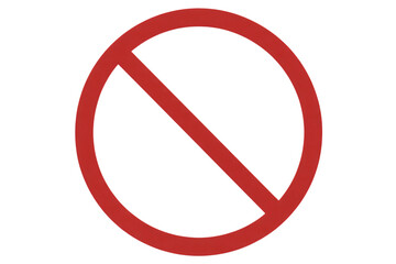 Prohibition symbol with red circle and diagonal line, representing restriction, ban, or no entry for various applications