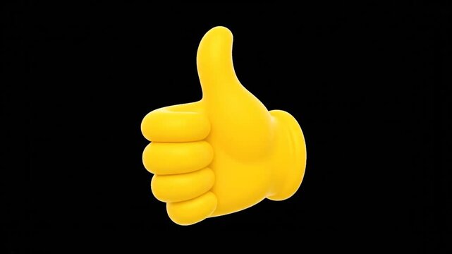 Bright Yellow Thumbs Up Emoji on a Solid Black Background.