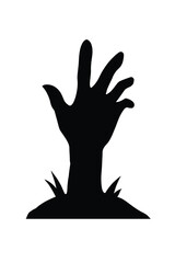 “Zombie hand rising from ground silhouette, creepy Halloween
