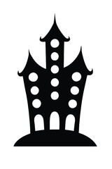 Creepy cartoon haunted hotel silhouette with multiple floors