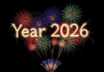 Celebrate the new year 2026 with dazzling fireworks display in the night sky