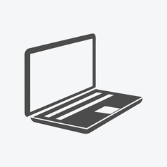 Fototapeta premium A solid black presents a simple laptop, featuring keys and blank screen