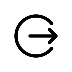 Black circular arrow pointing right indicating login or sign in action on a white background image view