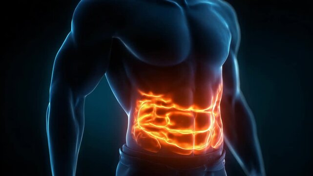 ChatGPT said:

3d illustration of muscular male torso with highlighted abs and digestive system concept of core strength fitness metabolism and healthy digestion photorealistic