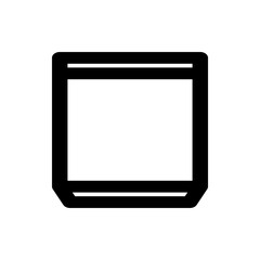 A simple black and white illustration of a rectangular device with rounded corners and a bottom line feature
