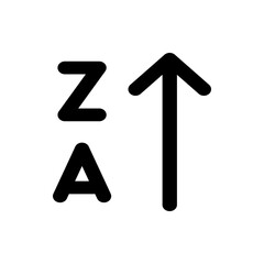 A black and white image showcasing an arrow pointing upward next to the letters z and a in a simple design