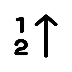 An illustration showing the numbers one and two with an arrow pointing upwards in a simple black design