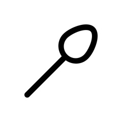 Illustration of a simple black outline of a spoon with a long handle and oval shaped bowl design style