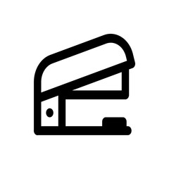 Illustration of a black office stapler with a simple design and bold lines on a white background view