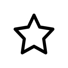 Illustration of a simple five pointed star shape with a thick black outline on a plain white background