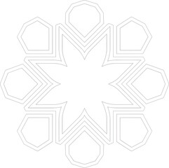 Geometric snowflake design, symmetrical mandala, radial pattern, abstract vector, decorative element, layered lines, hexagonal motif, precise symmetry, art concept