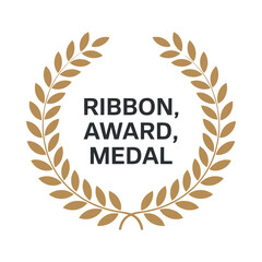 Golden Laurel Wreath Award Emblem Honor Achievement Sign Vintage Label Design Vector for Success Recognition and Decorative Element