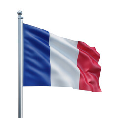 Illustration of french flag waving isolated on transparent background