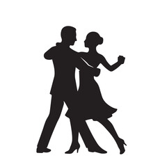 Black silhouettes of a dancing couple with a child as a vector illustration of love and family