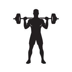 Athlete silhouette lifting dumbbell in a gym during a strength training workout