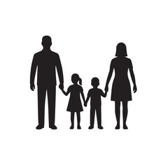 Family silhouette vector icon illustrating a loving group of people