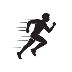 Black vector illustration of a running man silhouette for sport and fitness exercise