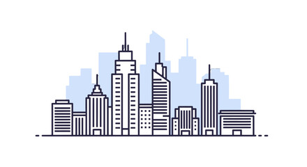 Obraz premium Minimalistic Cityscape Design Illustrating Skyscrapers and Modern Architectural Structures
