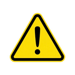 Illustration of yellow warning sign with exclamation mark isolated on transparent background