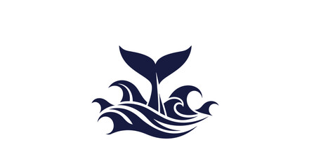 Oceanic Emblem: Whale's Tail Emerging From Dynamic Waves With Silhouette Design