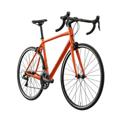 Obraz premium Bright orange road bike with black wheels ready for adventure on any pavement transparent background