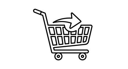 Online Shopping Return: Icon Depicting a Shopping Cart with an Arrow Reversal