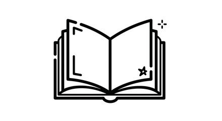 Open Book Illustration in Silhouette Against Black Background For Education and Learning Concept