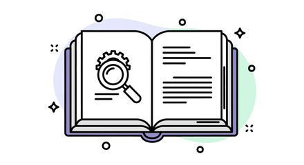 Open Book Illustrating Knowledge and Research, Searching for Answers and New Information