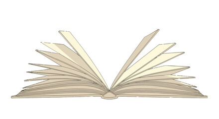 Open Book Illustration On Black Background Showing The Pages And Binding Details