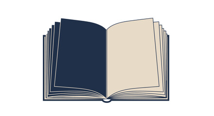 Open Book Vector Illustration Revealing Blank Pages Set Against a Black Backdrop