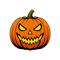 Evil Jack-o’-Lantern Pumpkin Illustration for Halloween