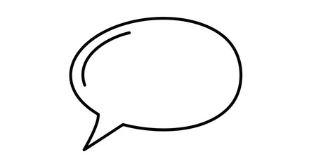 Minimalistic White Speech Bubble Icon Over Black Background for Communication Design