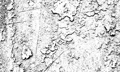 Grunge Background Black and white textured surface with peeling paint and scratches isolated on a transparent background