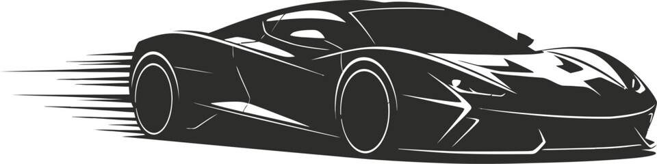 Powerful Supercar Silhouette from Dynamic Elevated Angle