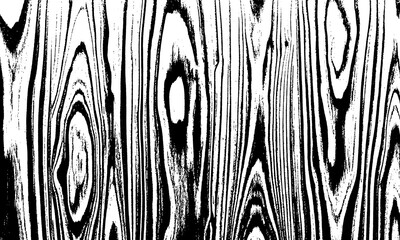 Grunge Background Black and white wood grain texture with prominent knots and vertical grain lines isolated on a transparent background