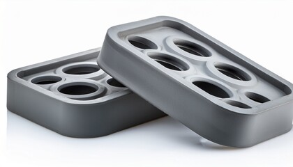 Obraz premium Two Grey Rubber Pieces With Holes In The Middle