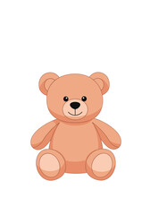 A fluffy brown teddy bear sits patiently waiting to play or be hugged.