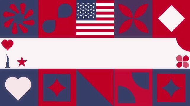 Geometric Pattern With Usa Flag Place For Text Loop Background