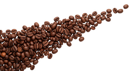 Coffee beans isolated on transparent background, perfect for a morning pickmeup
