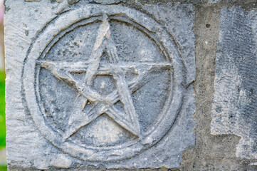 Pentagram Carved in Stone