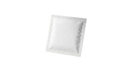 White square sachet isolated on transparent background, ideal for packaging small items