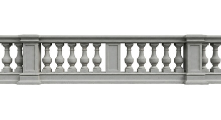 Elegant stone balustrade isolated on transparent background, architectural detail