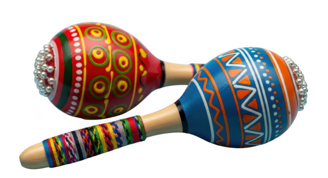 Vibrant colorful maracas musical instruments percussion duo authentic festive rhythm sound