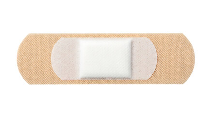 Adhesive bandage isolated on transparent background, a common first aid supply