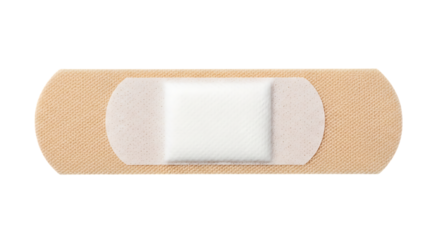 Adhesive bandage isolated on transparent background, a common first aid supply