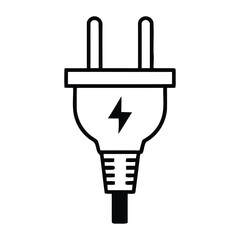 Fototapeta premium Universal electrical power plug with lightning bolt symbol vector illustration